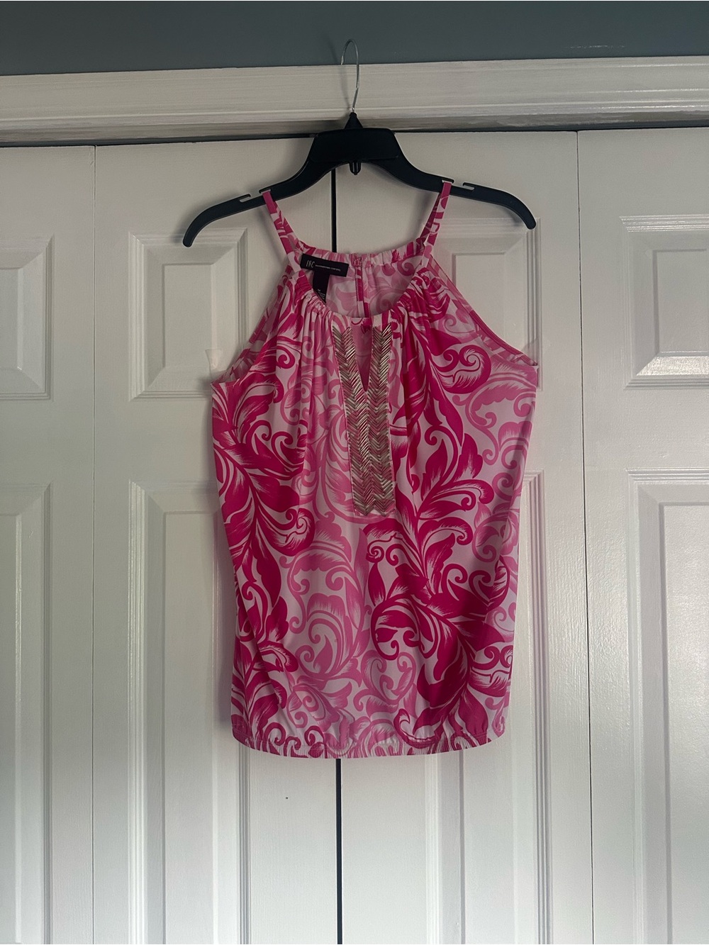 INC International Concepts Pink Printed Halter Camisole with Trim